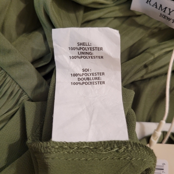 NWT Ramy Brook Olive Green Bell Sleeve Smocked Mara Dress - Picture 7 of 8